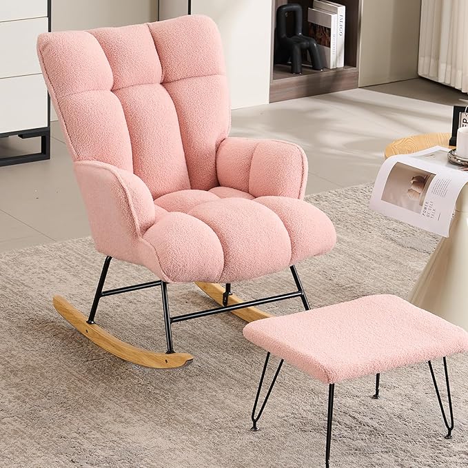 Nursery Glider Rocking Chair with Ottoman