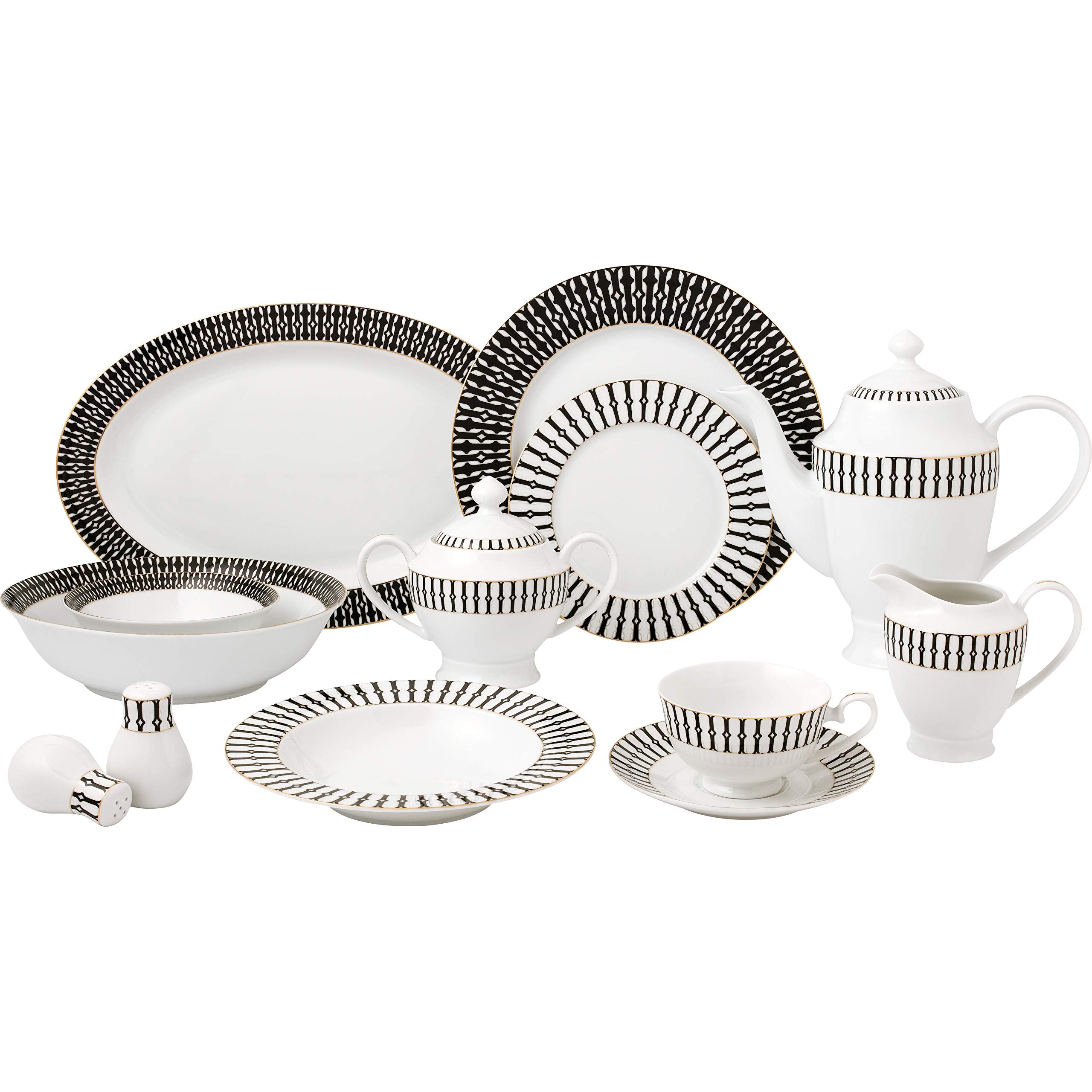 Fiesta-57 Dinnerware Set for Entertaining, One Size, Black