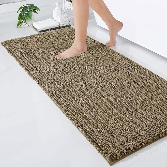 Luxury Chenille Bathroom Rug Mat, Extra Soft Thick Absorbent Shaggy Bath Rugs