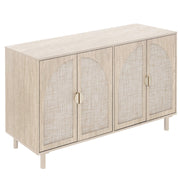Sideboard Buffet Cabinet with Storage - Rattan Buffet 4 Door Cabinet