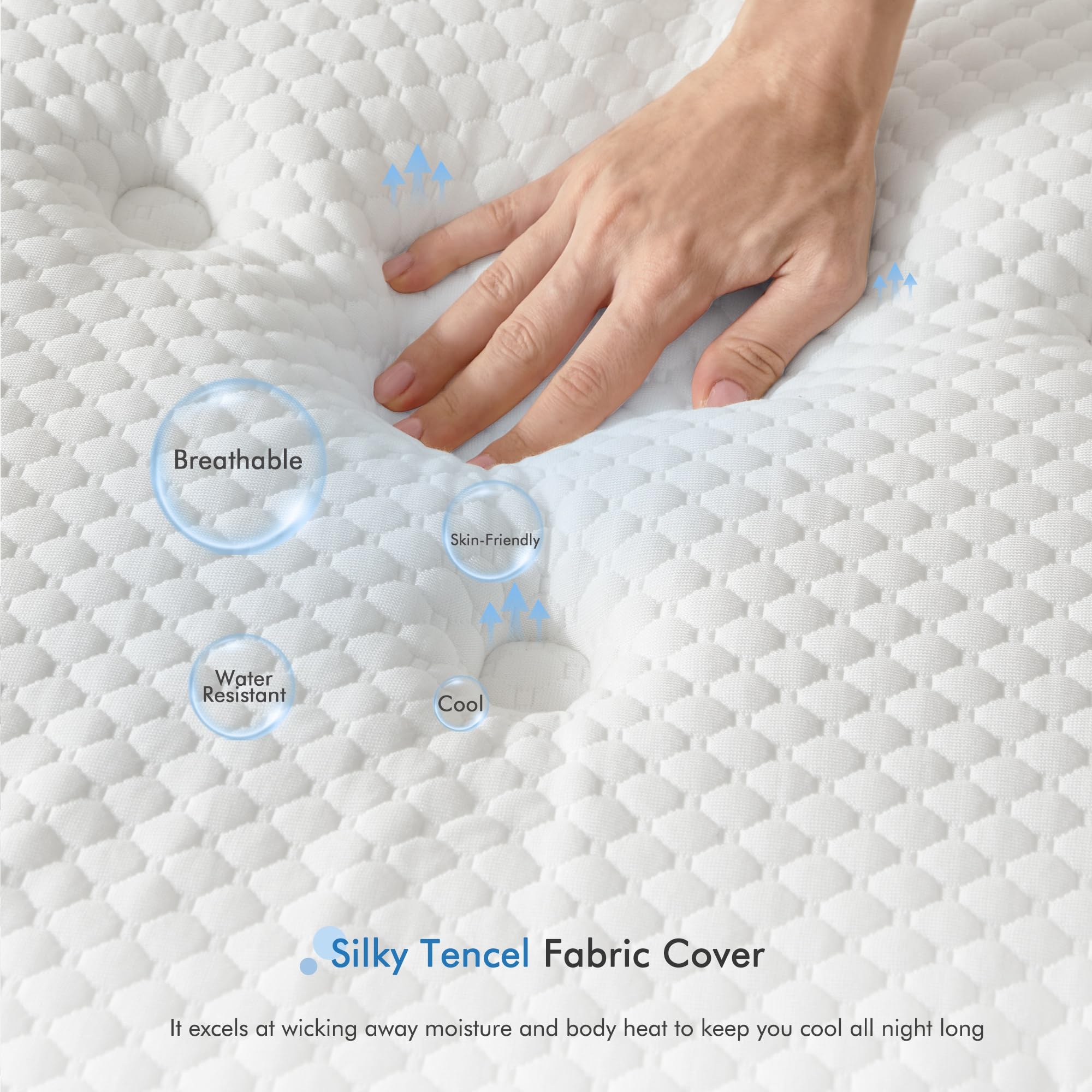 King Size Mattress | 12 Inch Hybrid Mattress in a Box | Medium Firm Memory Foam & Pocket Springs | Motion Isolation & Pressure Relief | CertiPUR-US Certified | Breathable Tencel Cover for Comfort