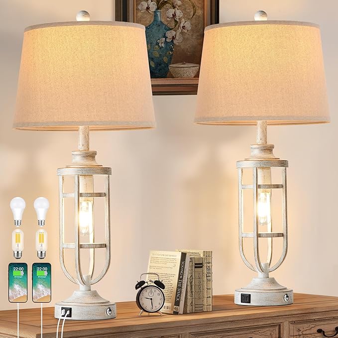 Table Lamps for Living Room Set of 2, 3-Way Dimmable Touch Lamps