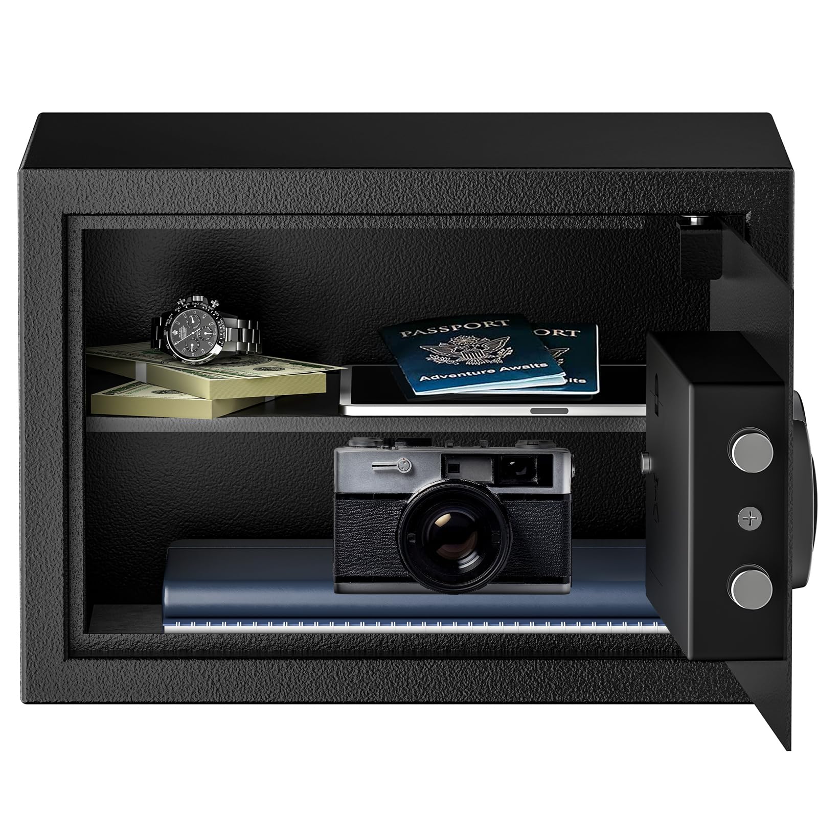 Safe, 0.6 Cubic Safe Box with Electronic Keypad, Removable Shelf, for Valuables Jewelry