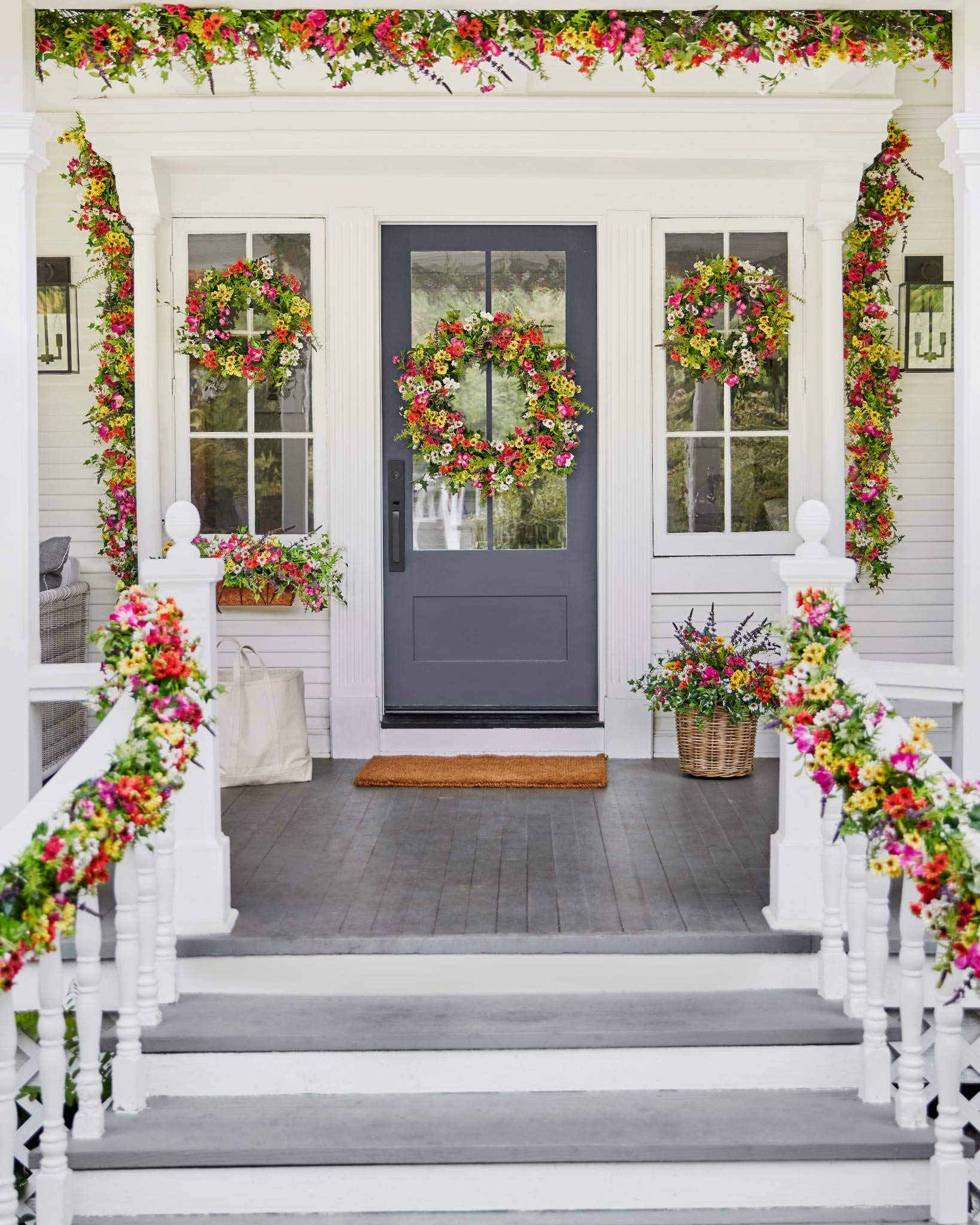 28in Meadow Outdoor Floral Artificial Wreath