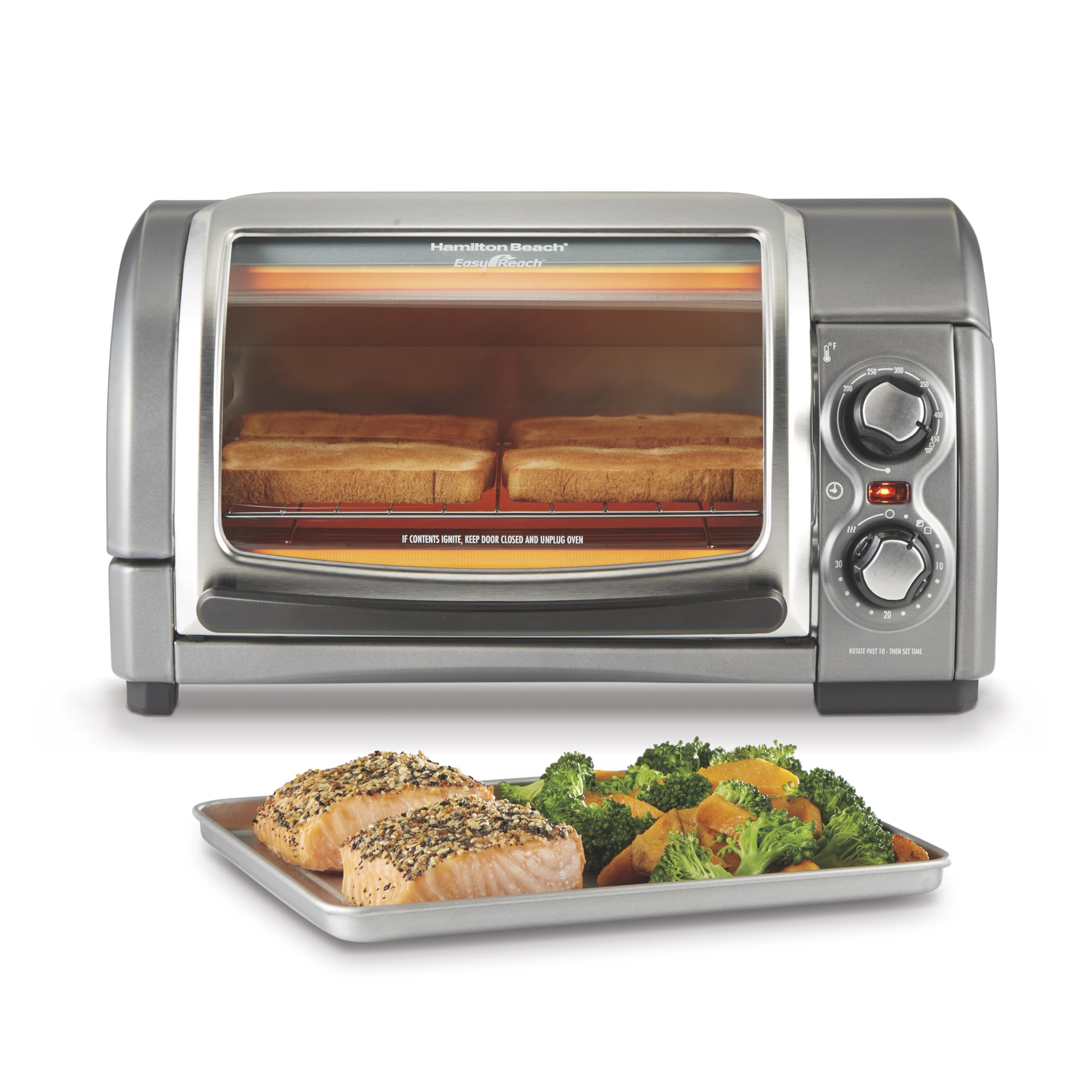 Easy Reach 4-Slice Countertop Toaster Oven With Roll-Top Door, 1200 Watts