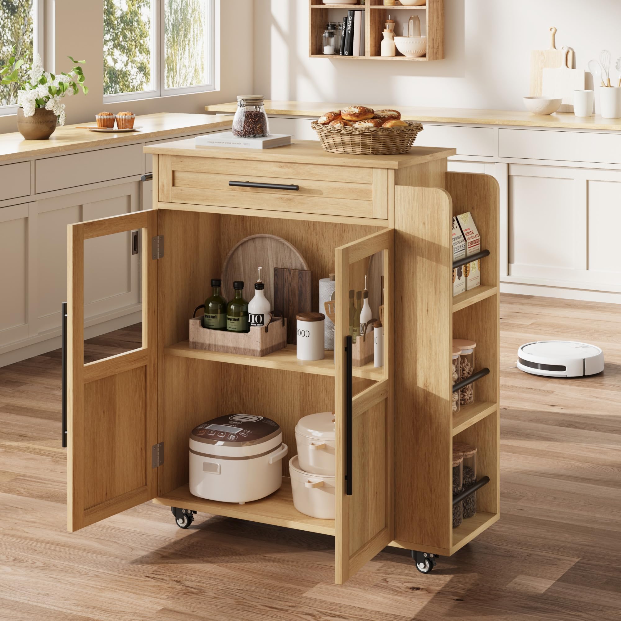 24" Kitchen Island, Multi-Functional Island Table