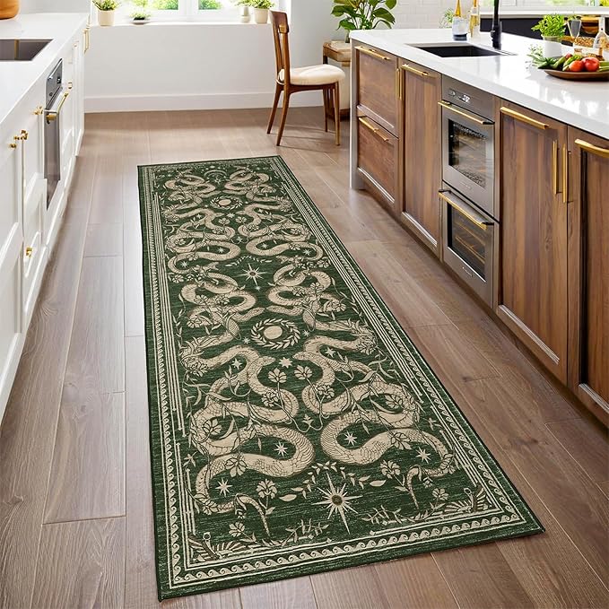 Snake 8x10 Area Rugs for Living Room Washable Non Slip Forest Soft Low-Pile Stain