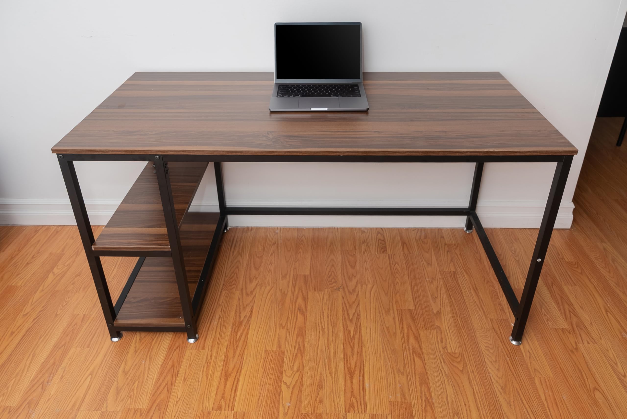 Modern & Industrial Computer Desk, Home Office Desk with Storage Shelves