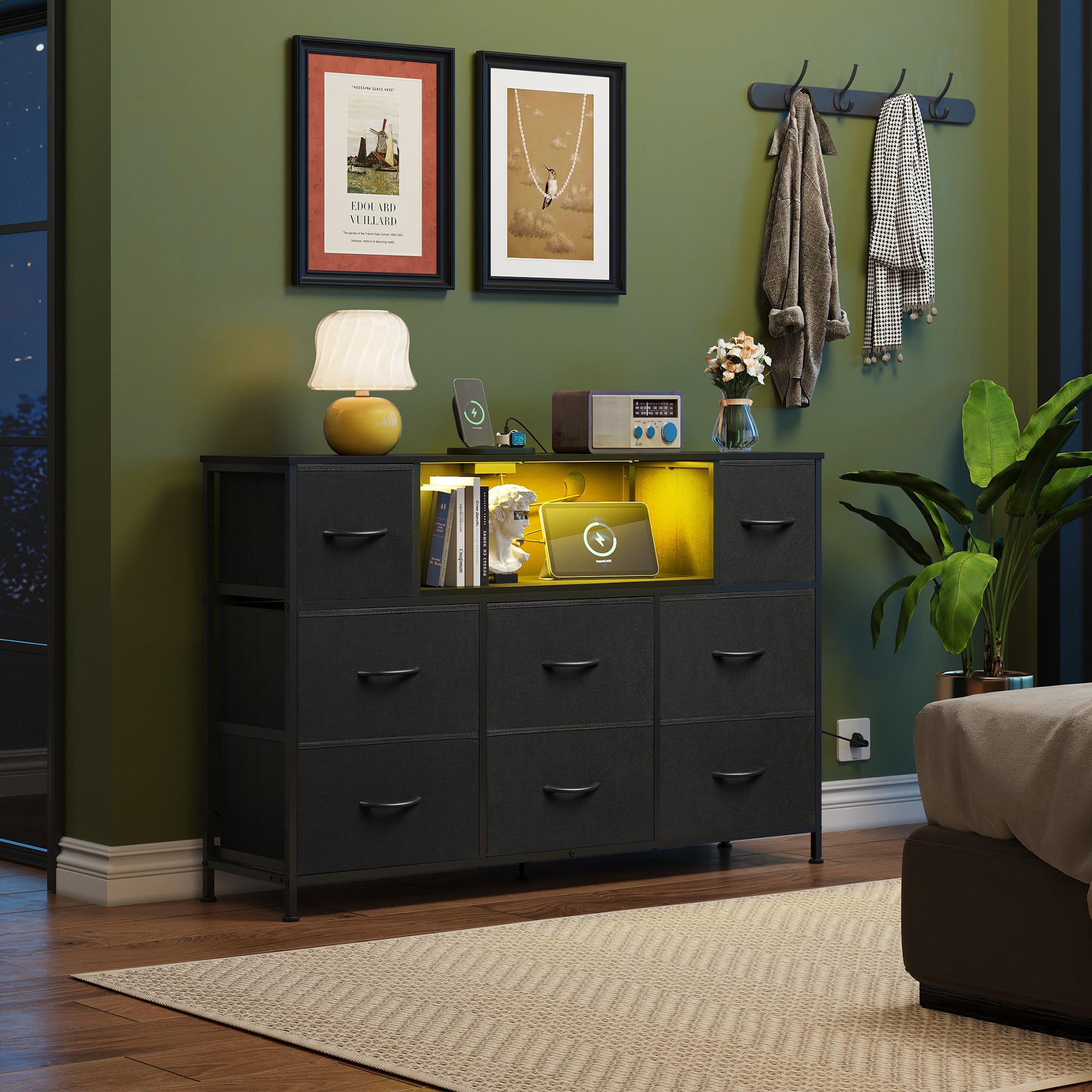 Black Dresser for Bedroom, TV Stand for Bedroom for 50, 55 inch TV,Bedroom Furniture