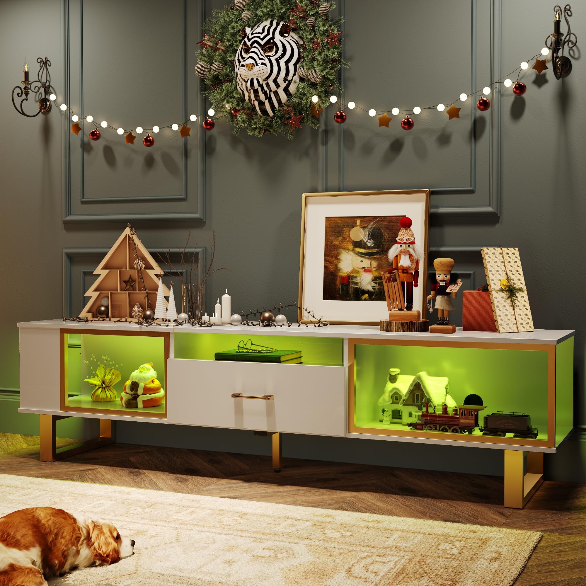TV Stand with LED Light for TVs up to 80 Inch,living room