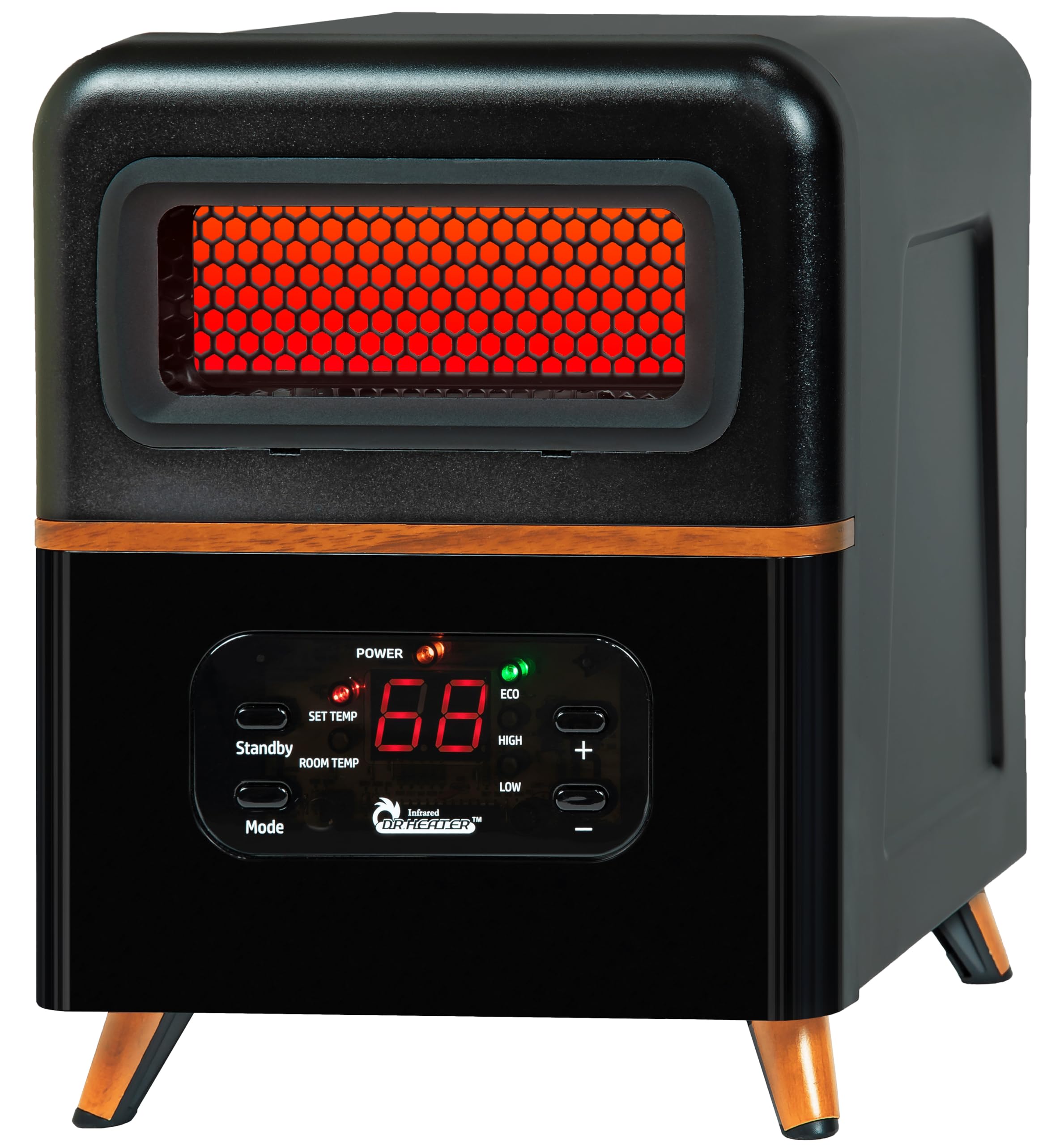 DR. INFRARED HEATER DR-978 New Upgraded Dual Heating Hybrid Portable Infrared Space Heater, 1500W with Remote