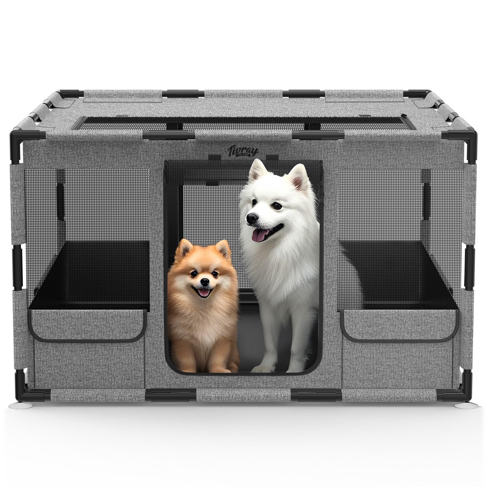 Dog Playpen, 43x43x26 Inches Puppy Playpen Portable with Top Cover