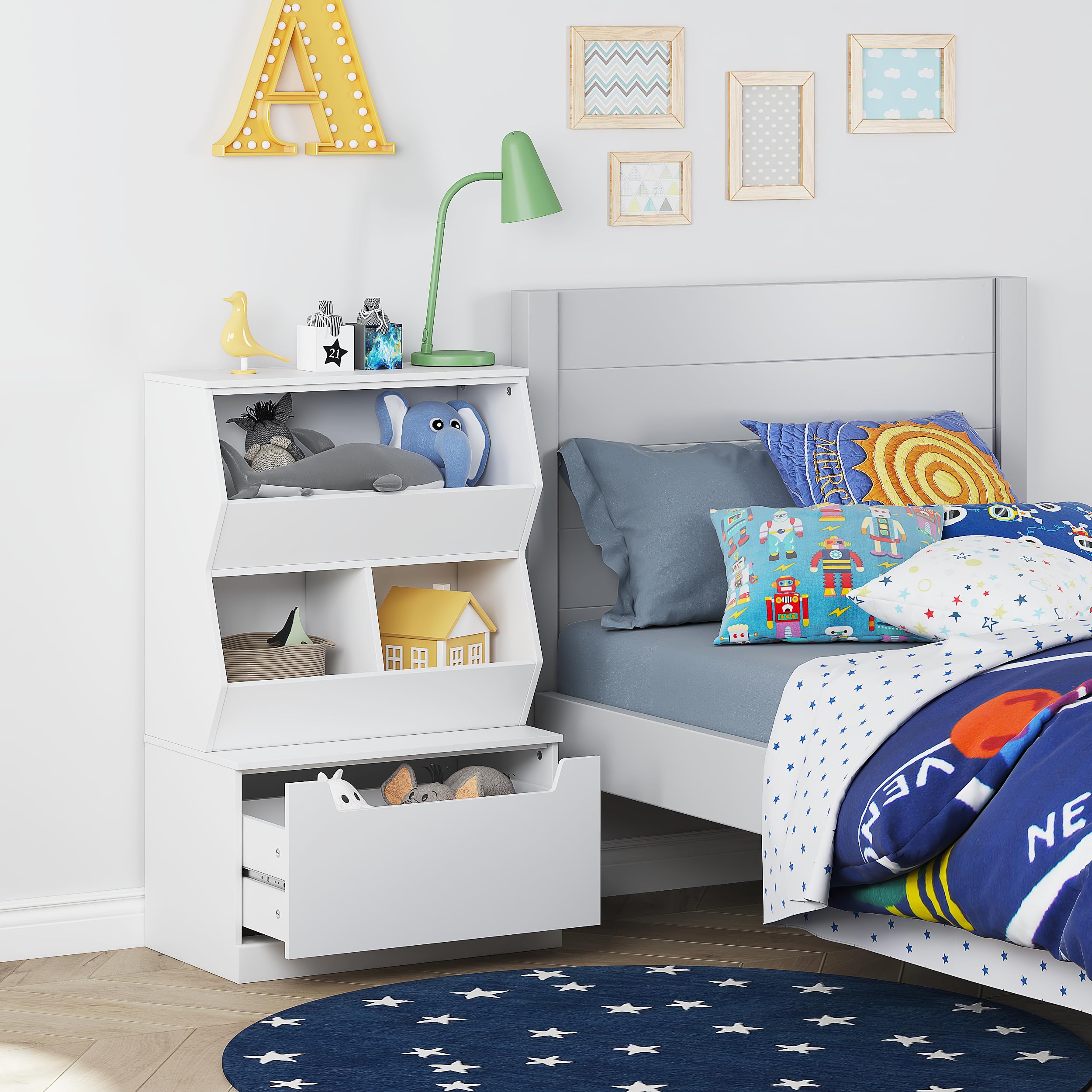 Kids Toy Storage Cabinet and Organizer with Drawers and Cubbies - Ideal for Playroom