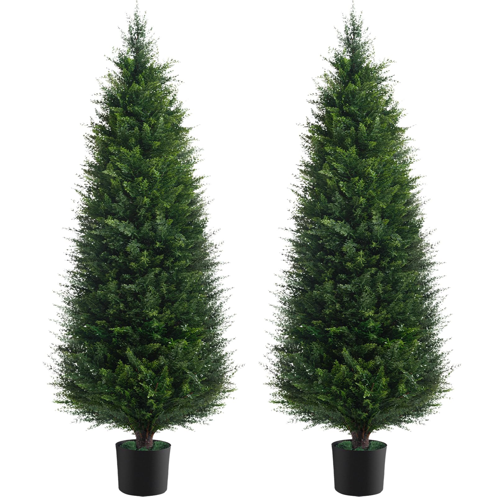 Two 4ft Artificial Plants Topairy Faux Cedar Trees for Outdoor Planters, 48IN