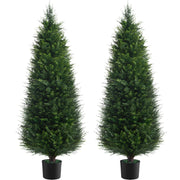 Two 4ft Artificial Plants Topairy Faux Cedar Trees for Outdoor Planters, 48IN