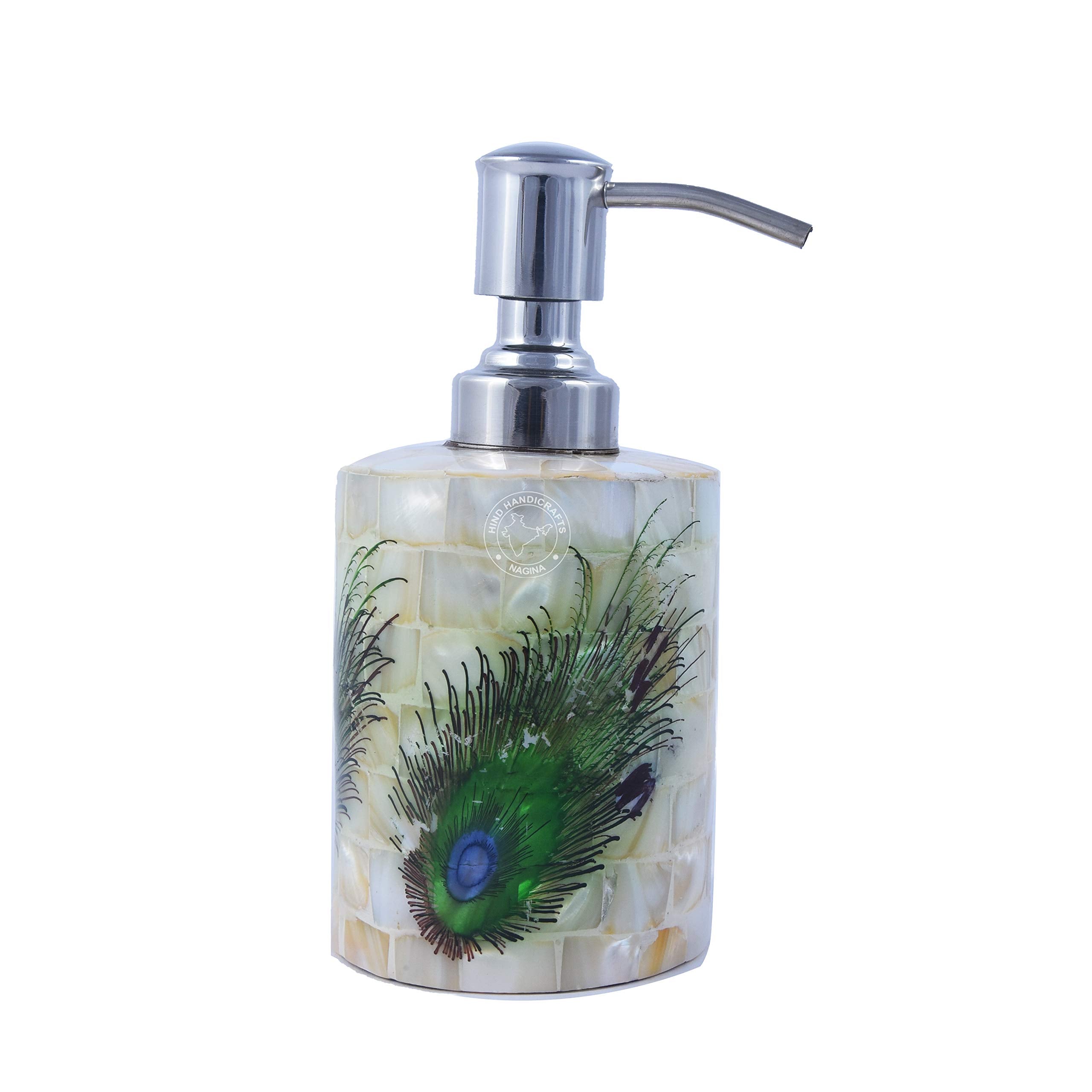 4-Piece Houseware Mother of Pearl & Steel Countertop Hand Liquid Soap/Lotion Dispenser - Toothbrush