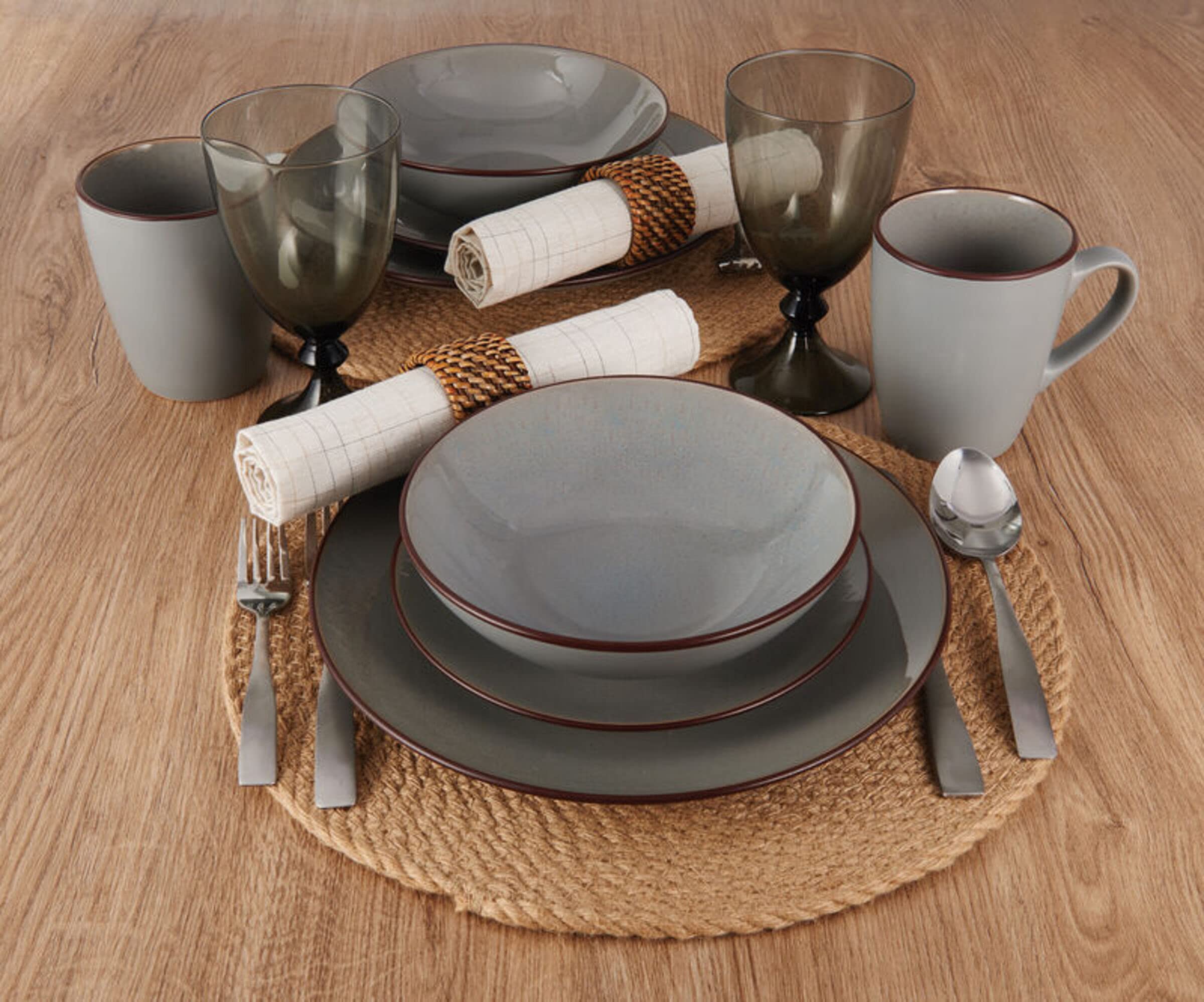 Pierce 16-Piece Dinnerware Set, Service for 4, Gray