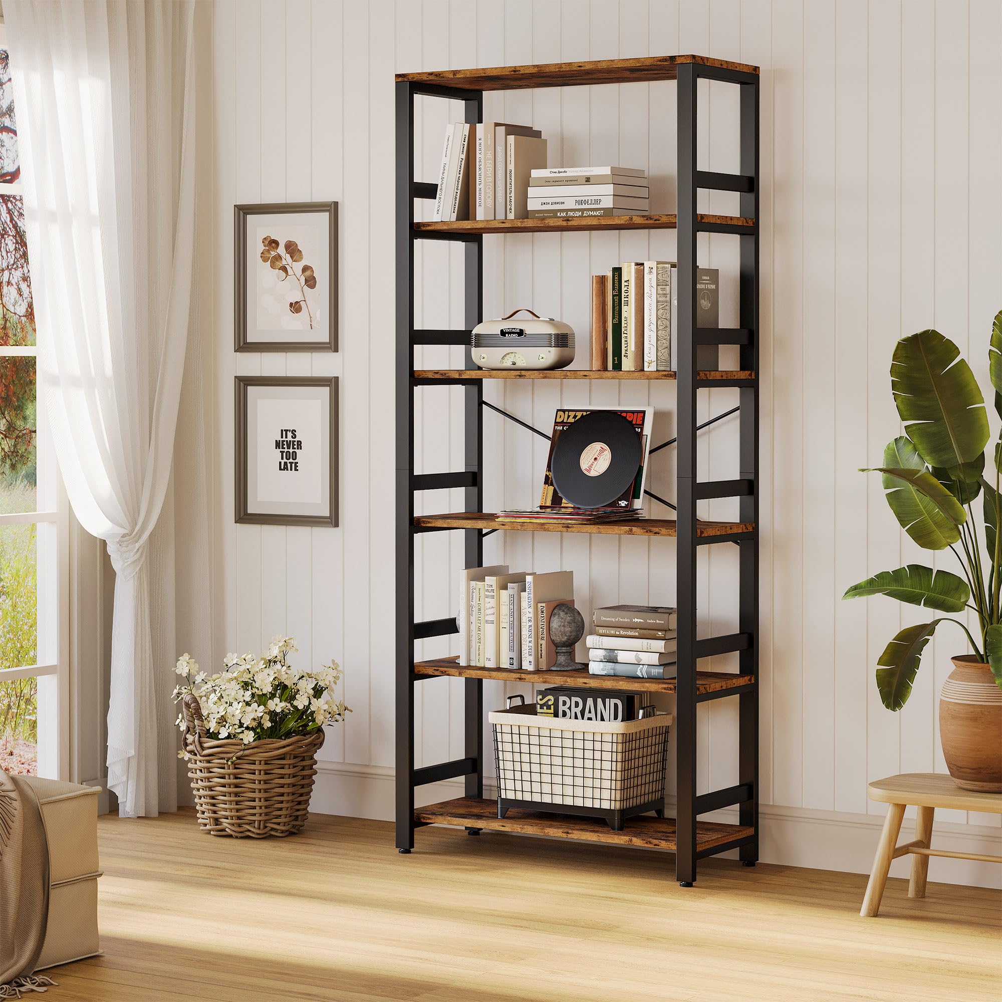 Bookshelf, 31.5in Wide Shelf 6 Tier Bookcase