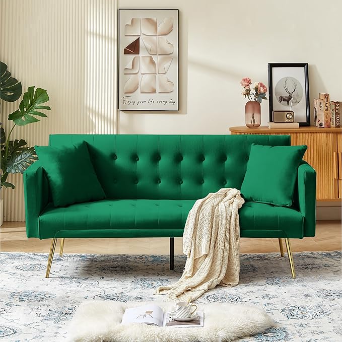 72"Modern Velvet Sofa Bed Futon,Convertible Folding Sleeper Bed Couches