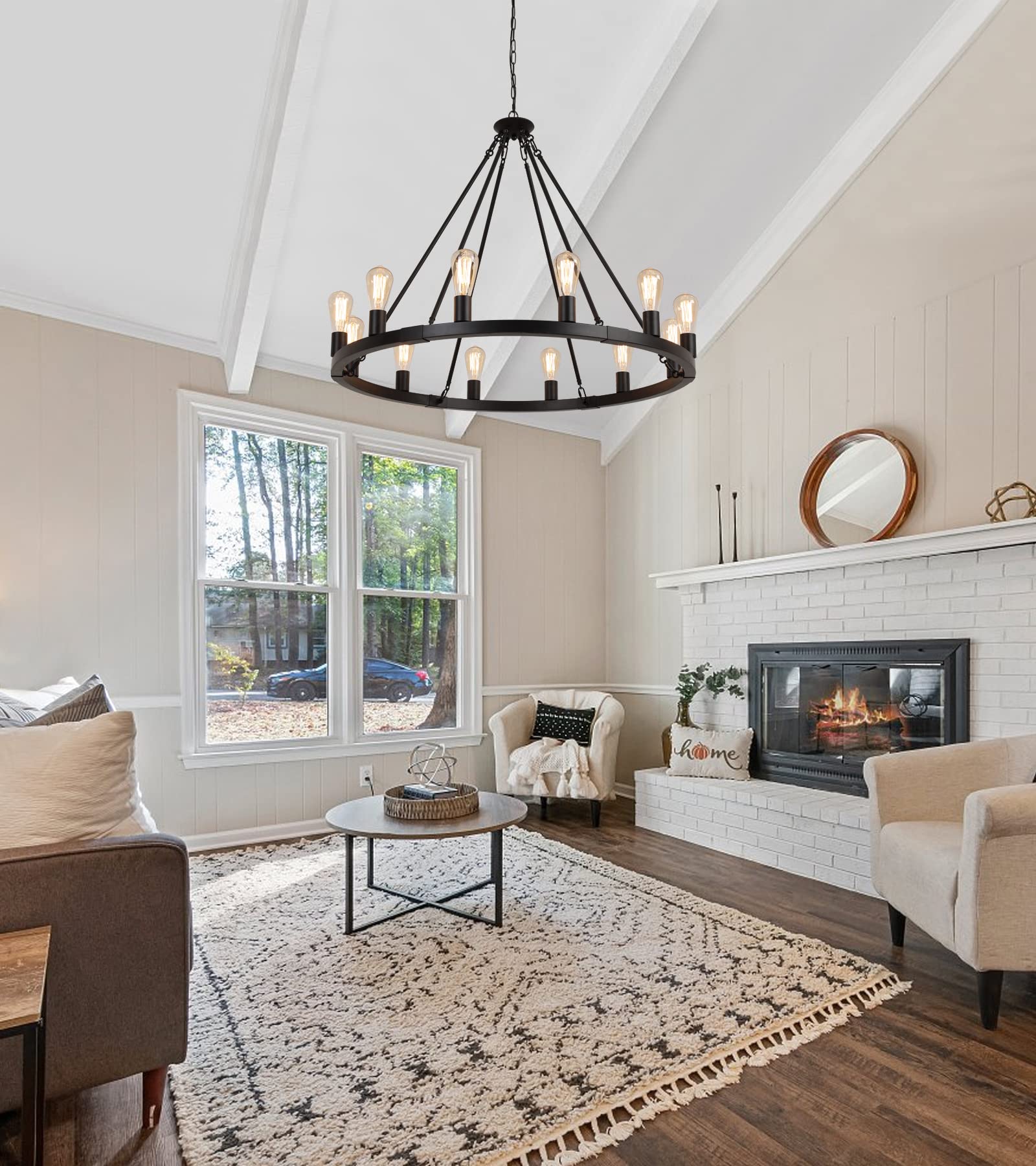 Large Farmhouse Wagon Wheel Chandelier