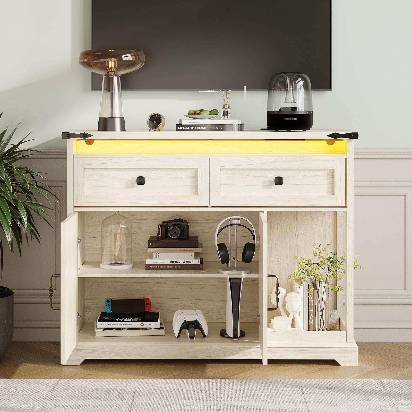 Farmhouse Sideboard Buffet Cabinet with Storage, Credenza Storage Cabinet