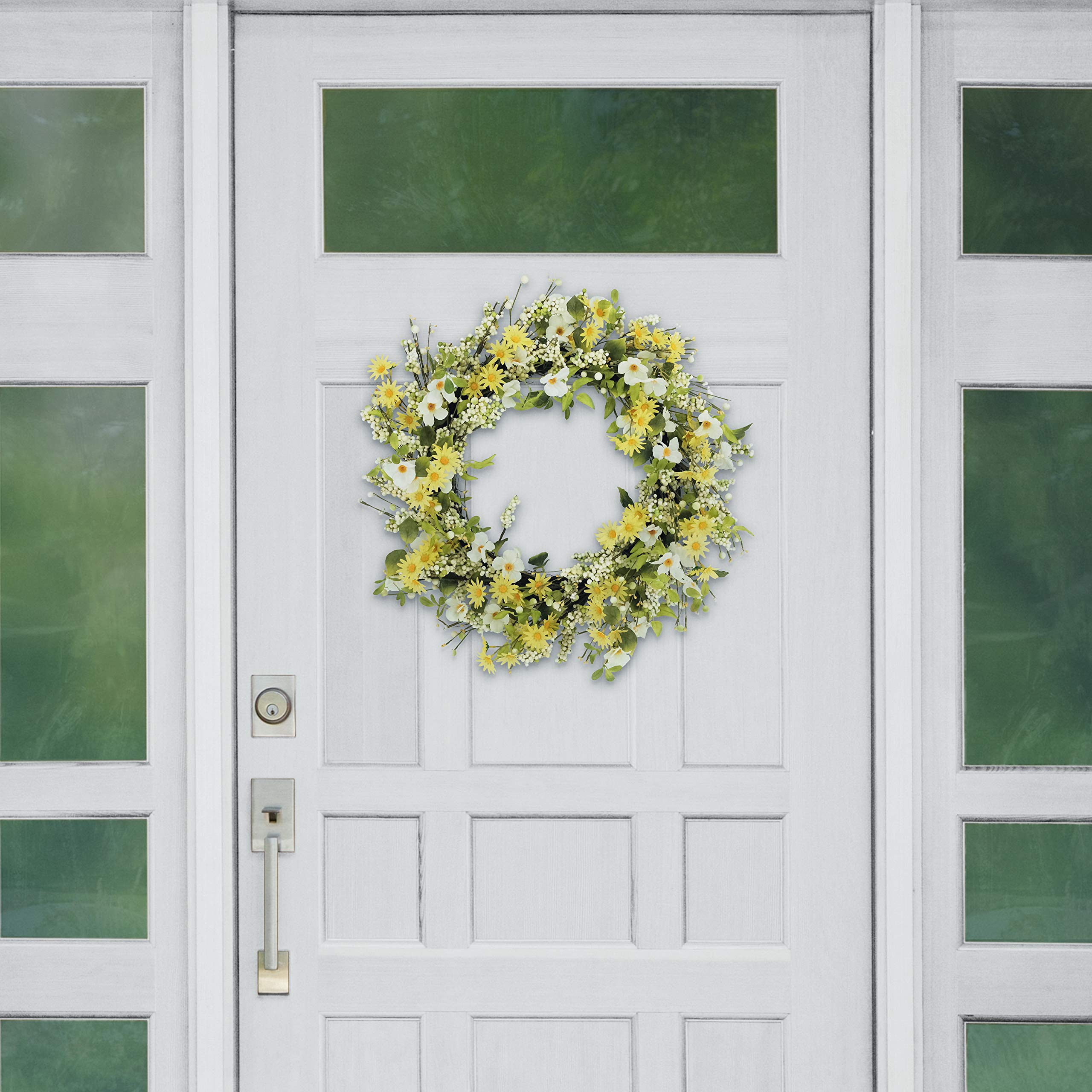 30" Artificial Dogwood and Daisy Floral Spring Door Wreath