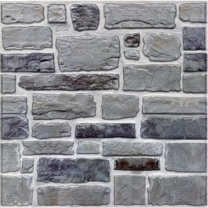 3D Faux Stone Wall Panel, Peel and Stick Wall Tiles,10 Pcs of 12"X12" Ultra-Light Thin