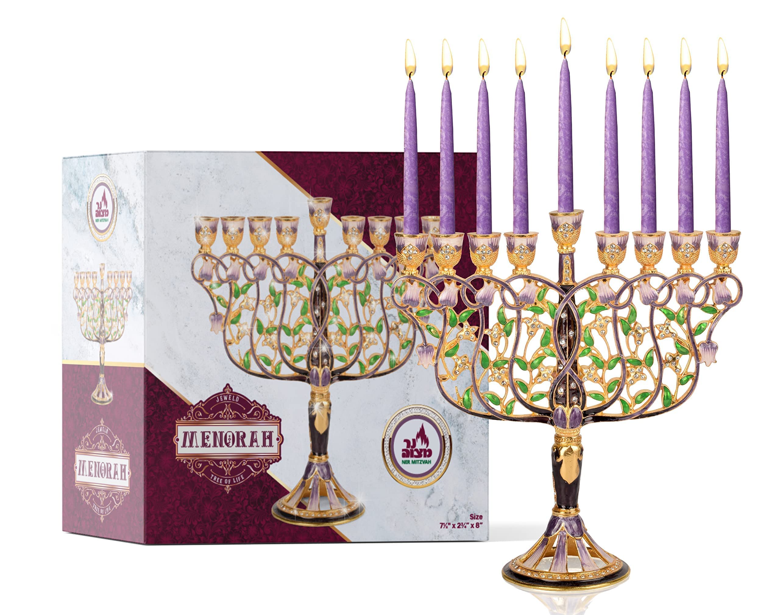 Tree of Life Hanukkah Menorah, Fits All Standard Chanukah Candles
