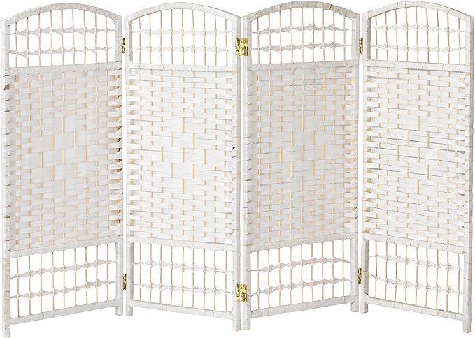3 ft. Short Fiber Weave Folding Screen - Natural - 8 Panels