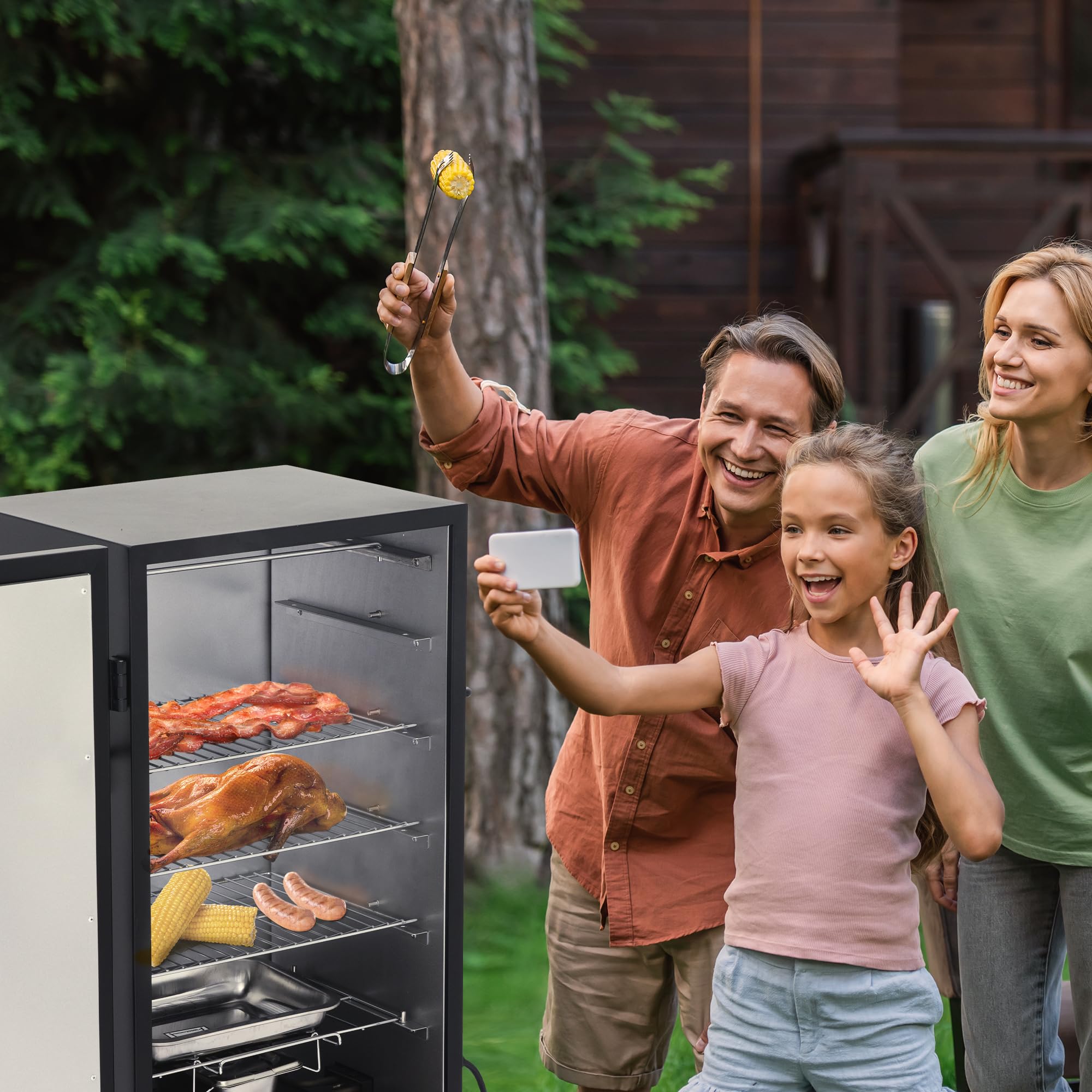 SE2805 28-Inch Analog Electric Smoker with 3 Cooking Grates, Outdoor Smoker