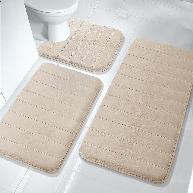 3 Pieces Memory Foam Bath Mat Sets