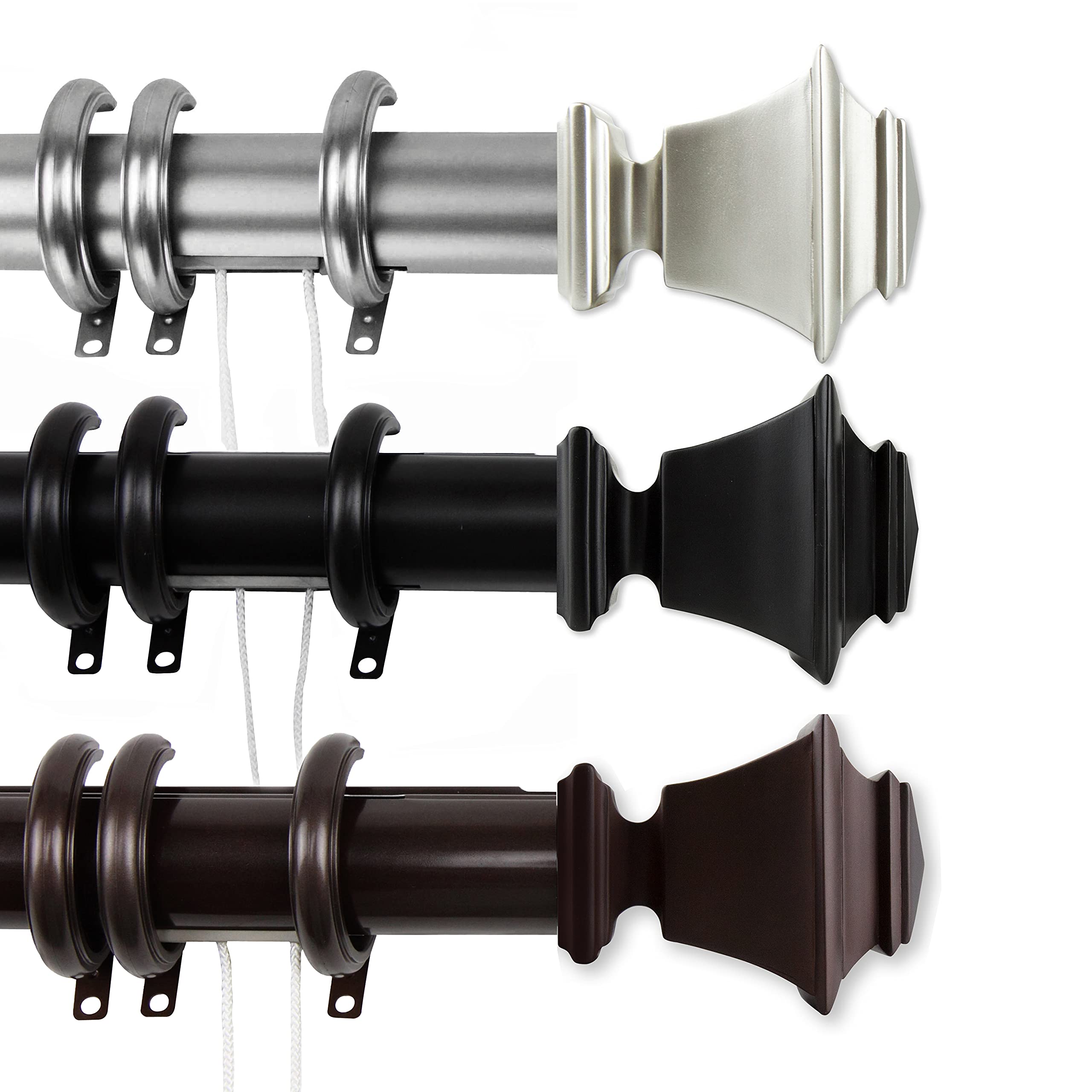 Bach Decorative Traverse Rod w/Rings 84-156 inch - Cocoa