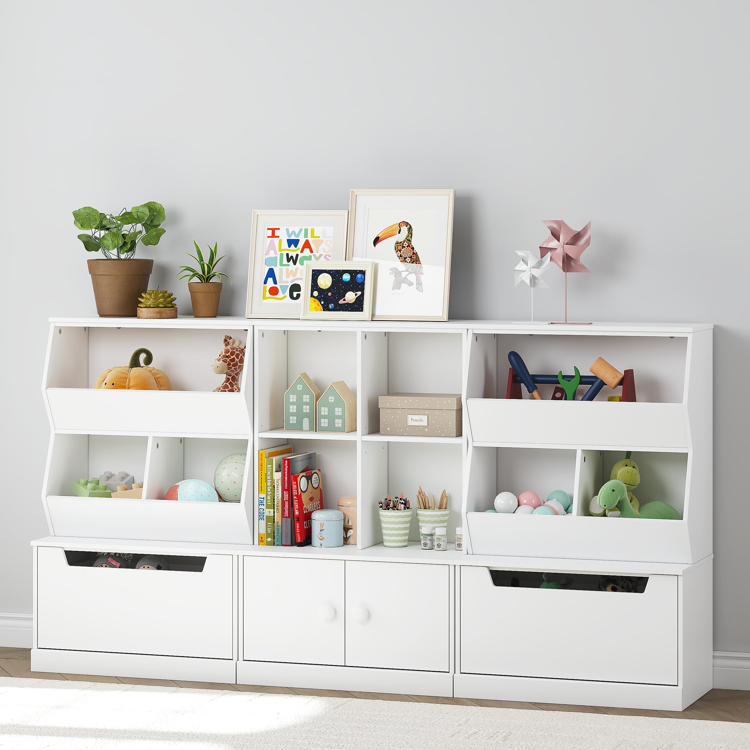 Kids Toy Storage Cabinet and Organizer with Drawers and Cubbies - Ideal for Playroom