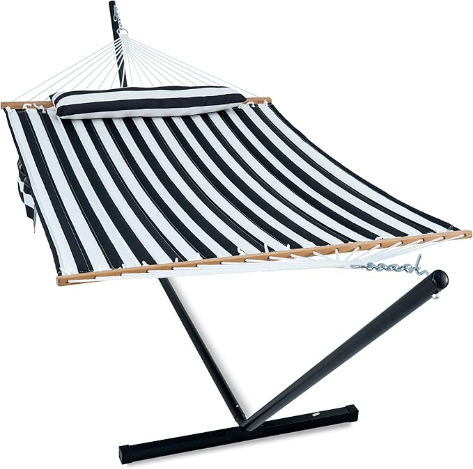 2 Person Hammock with Stand for Outside, 12ft Heavy Duty Steel Stand