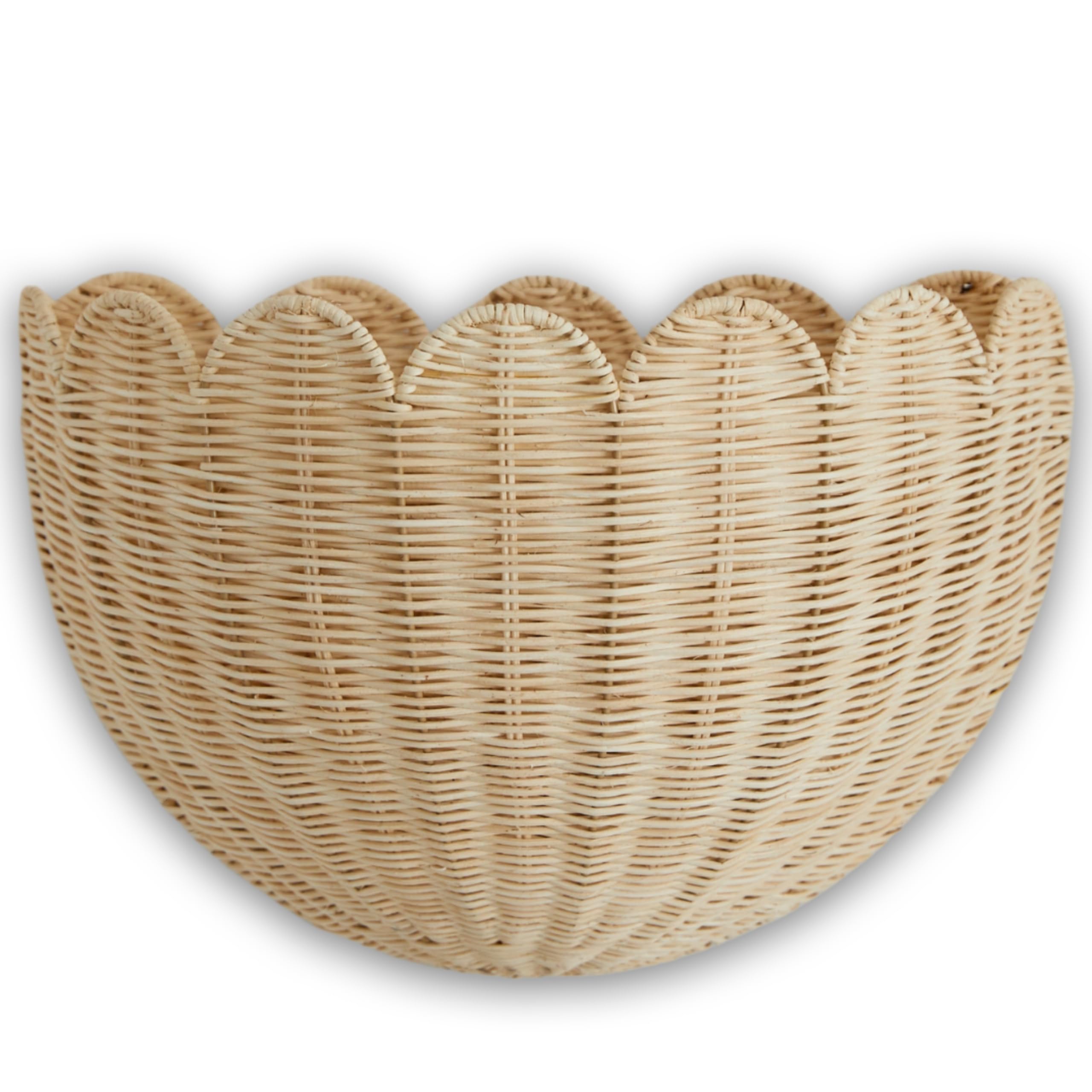Scalloped Wicker Wall Basket - The Original - Hand Woven Basket - Scalloped Décor Wall