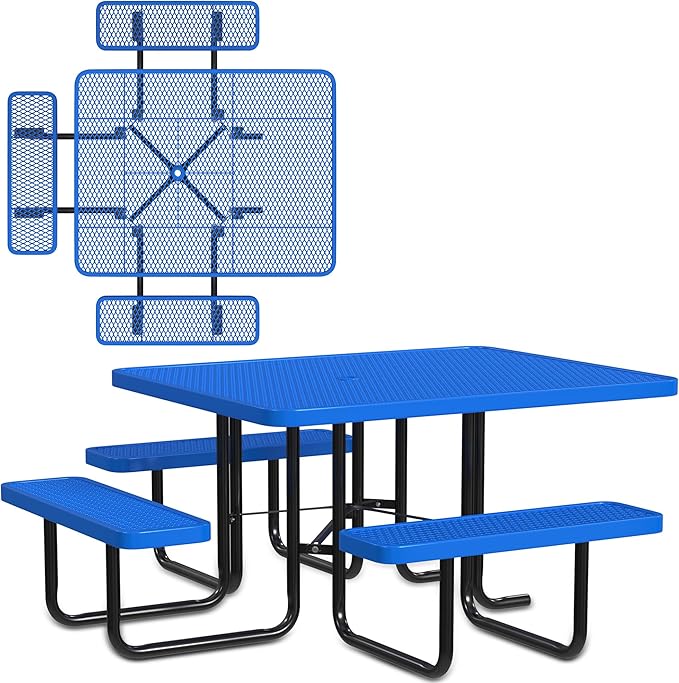 Heavy-Duty Square Picnic Table, Portable, Made with Heavy-Gauge Metal