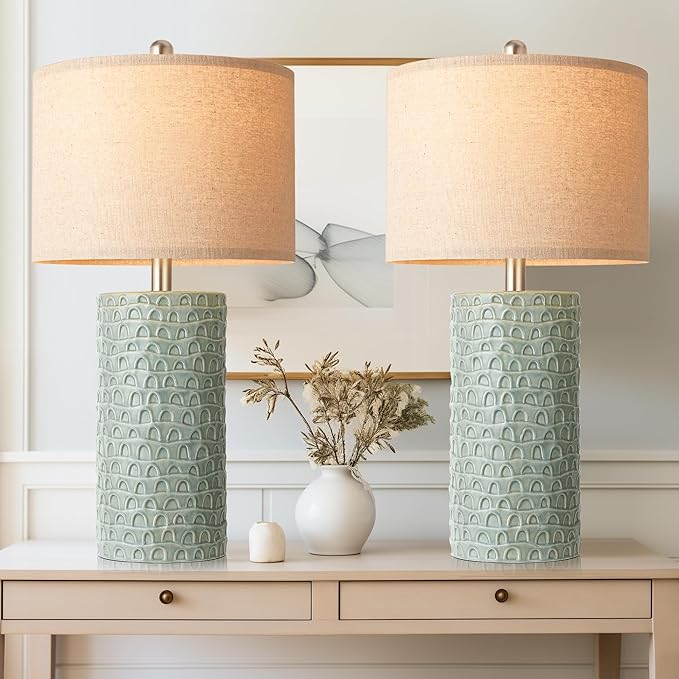 Modern Ceramic Table Lamp Set of 2, Table Lamps for Living Room
