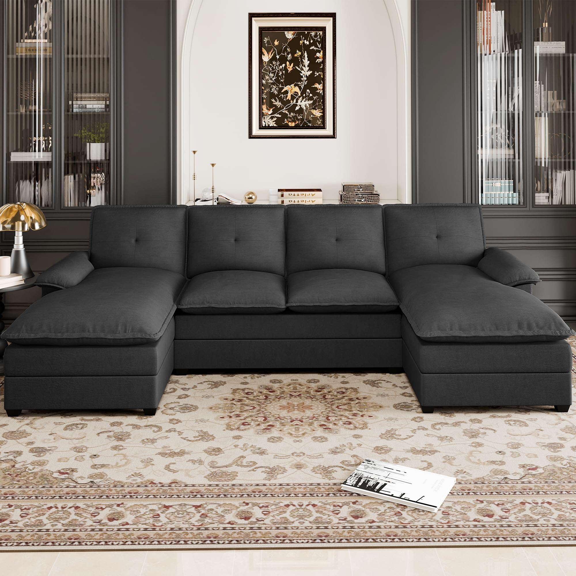 110" Sectional Couch for Living Room,4 Seat U Shape Couch