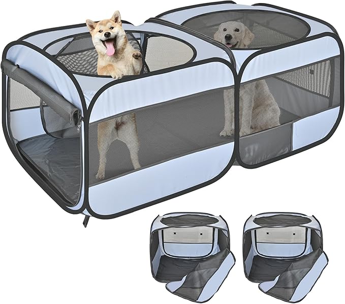 2-in-1 XLarge Cat Playpen, Detachable into 2 Separate Playpens with Additional 2 Doors