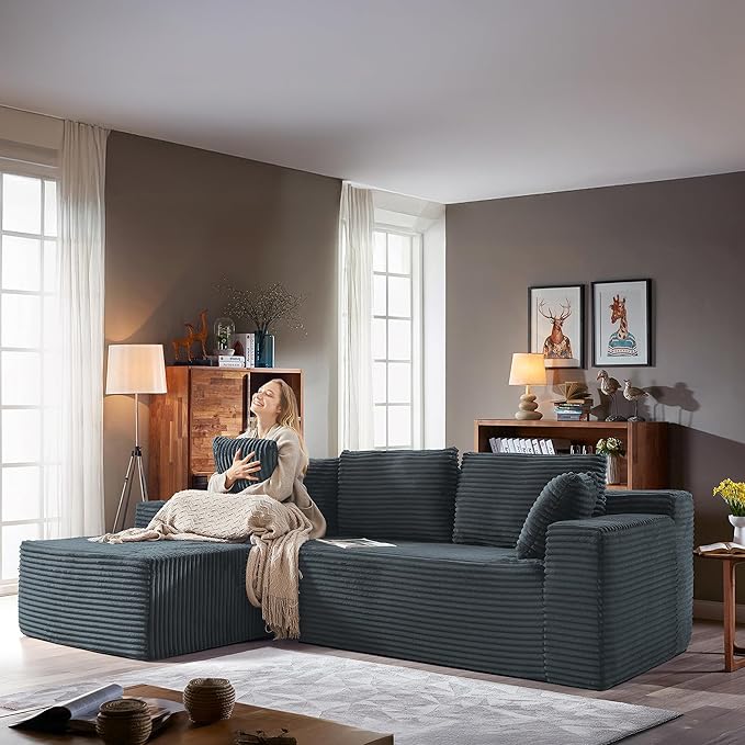 104''Sectional Cloud Couch with L Shaped Chaise
