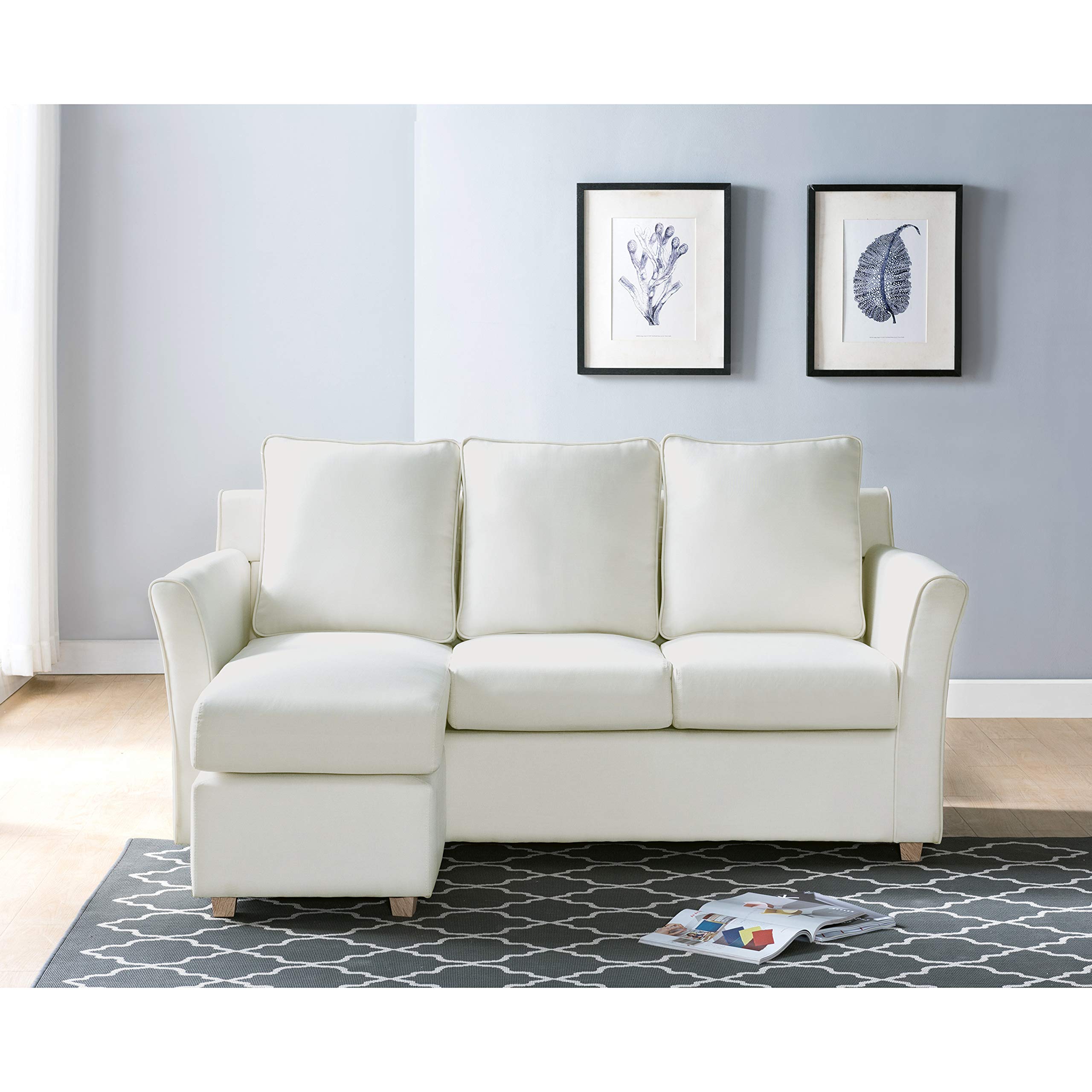 Glouster Modern Fabric Upholstered 3-Seater 72 in. Sectional for Living Room