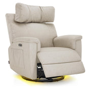 Power Swivel Glider Recliner Nursery Chair with Adjustable Headrest and Nightlight