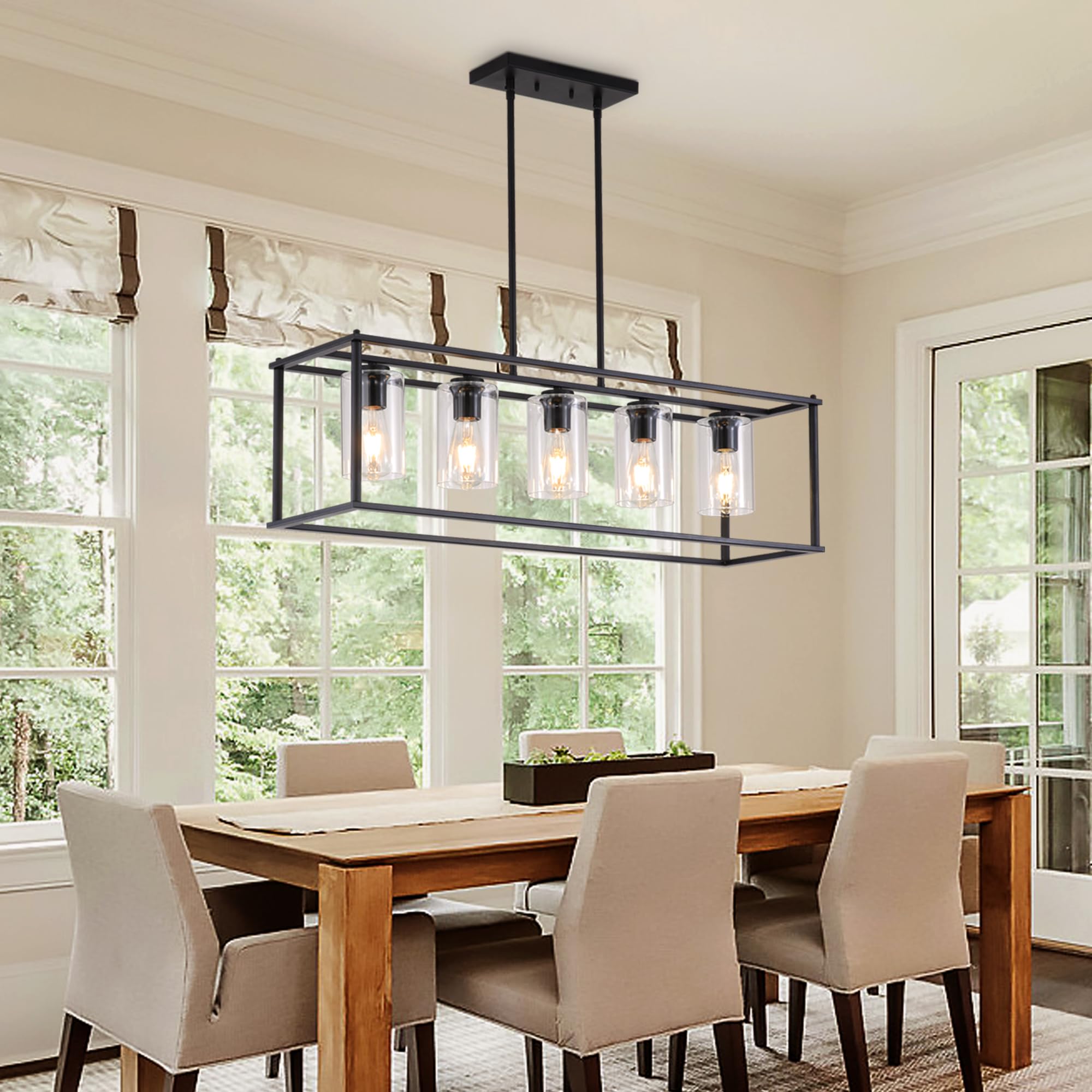Dining Room Light Fixture Chandelier Over Table,5-Light Kitchen Island Lighting Hanging