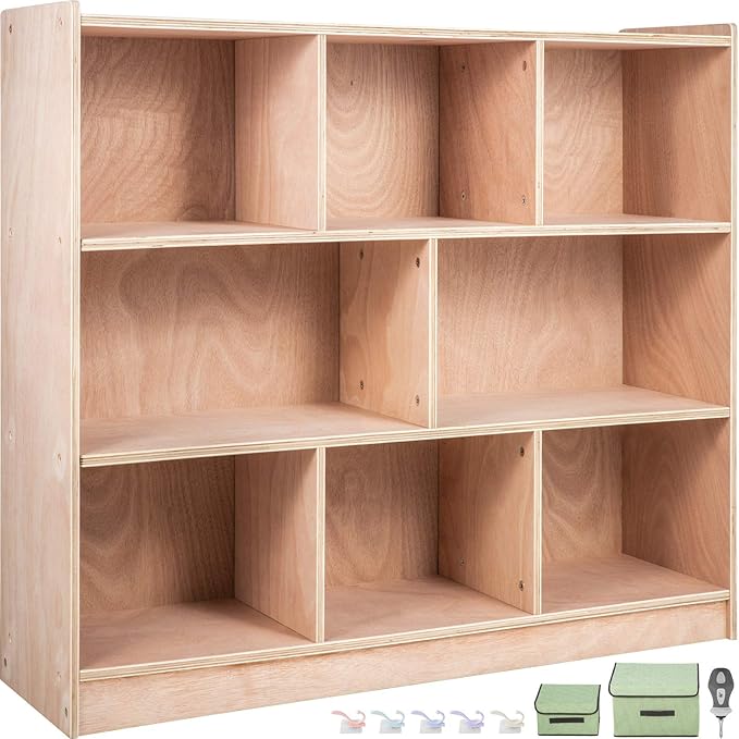 Storage Cabinet, 5-Compartment Cubby Storage Shelf, 48''W Kids Toy Storage