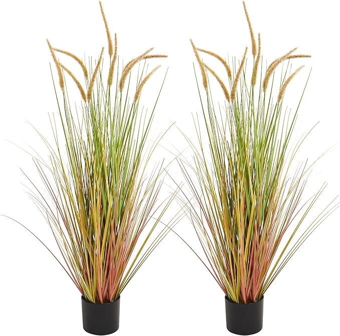 4ft 2-Pack Artificial Horsetail Reed Grasses, 47.2in Tall Indoor Outdoor Fake Grass Plant