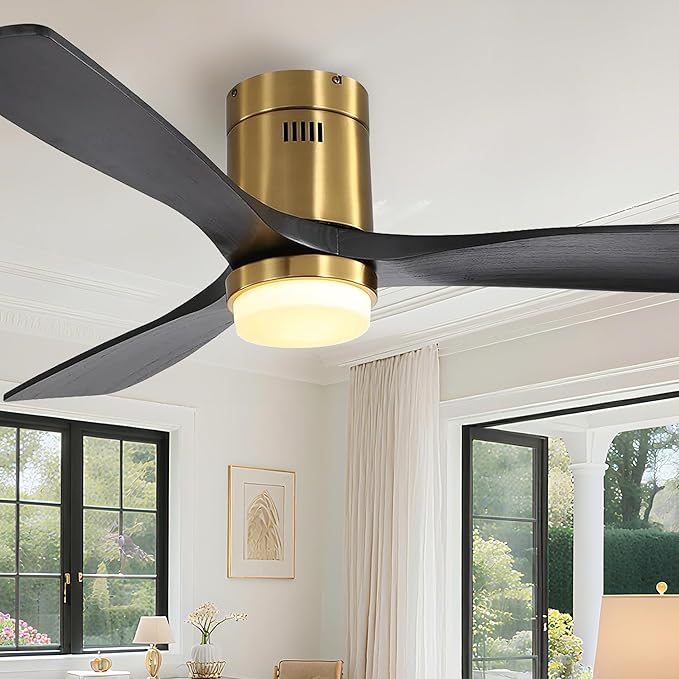 Fan with Lights 52 Inch Flush Mount Ceiling Fan with Remote Control