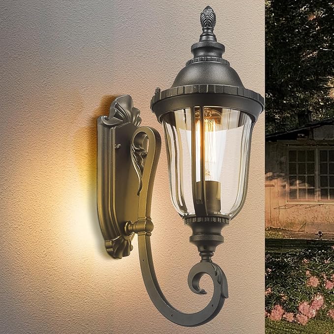 Outdoor Wall Light Fixture Black Porch Lights Outside Wall Mounted Lighting Clear