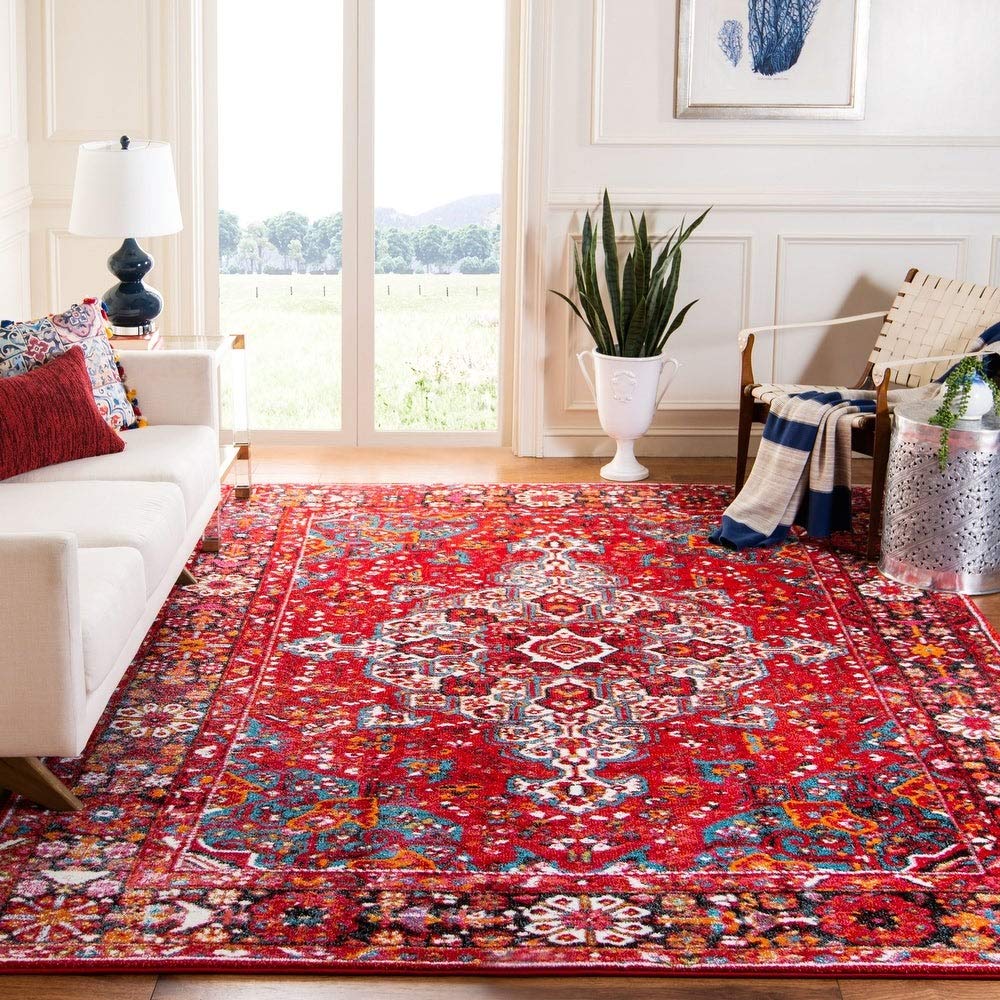 Vintage Hamadan Collection Area Rug - 9' x 12', Red & Multi