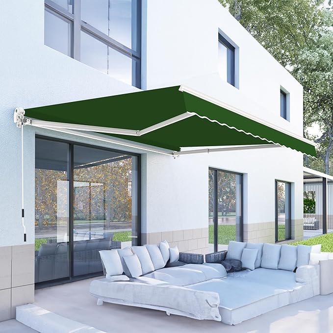 10'x8' Patio Awning Retractable Fully Assembled Manual Sunshade Shelter Aluminum
