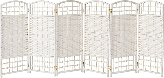 3 ft. Short Fiber Weave Folding Screen - Natural - 8 Panels